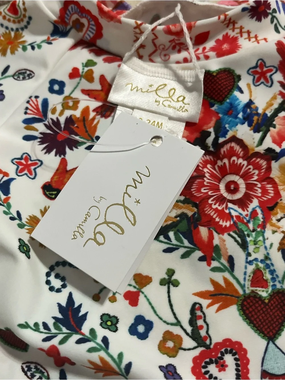 White Floral Embroidered Two-Piece Set with Red Accents